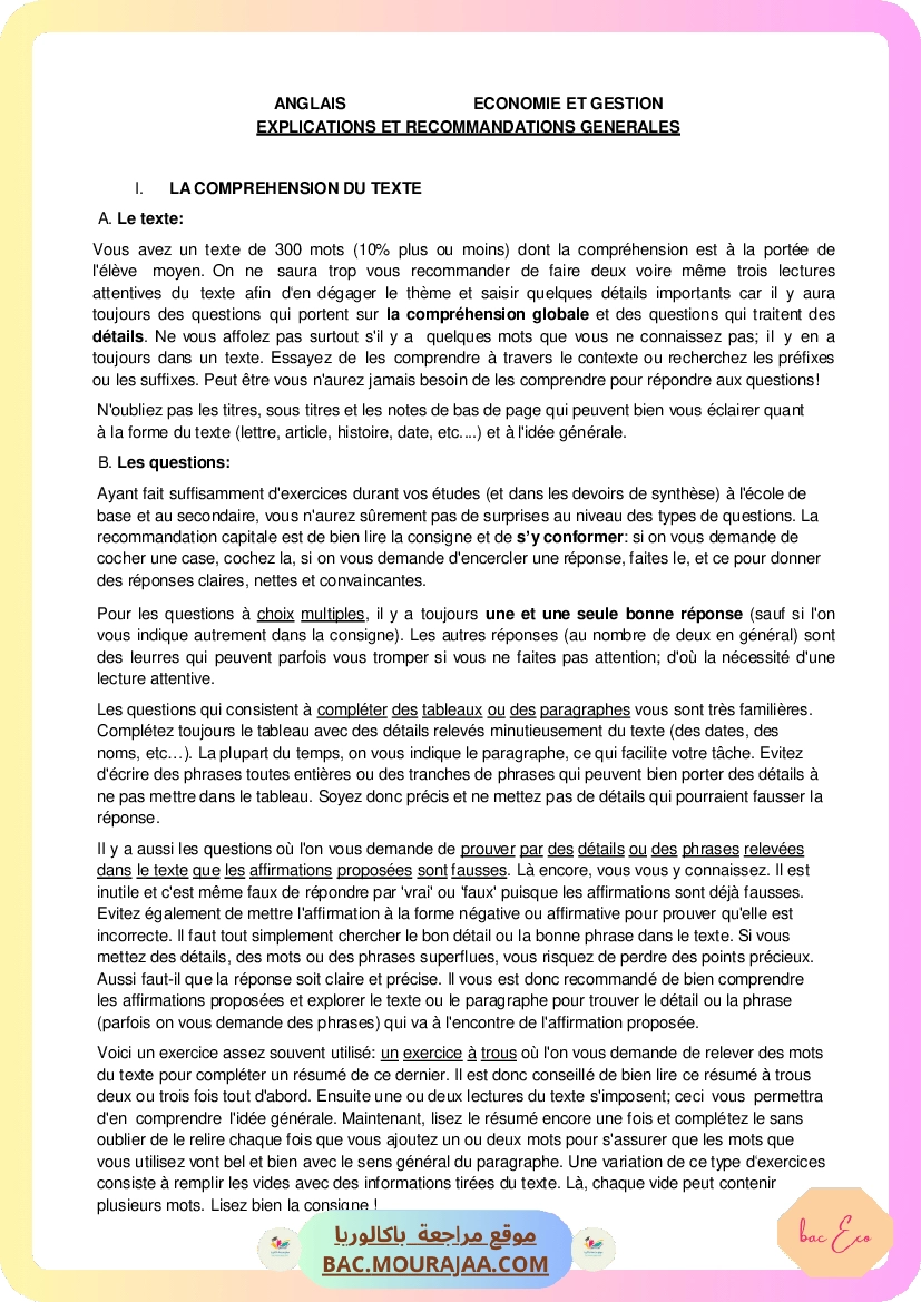 Corrigé principale anglais Bac 2015 – Section eco